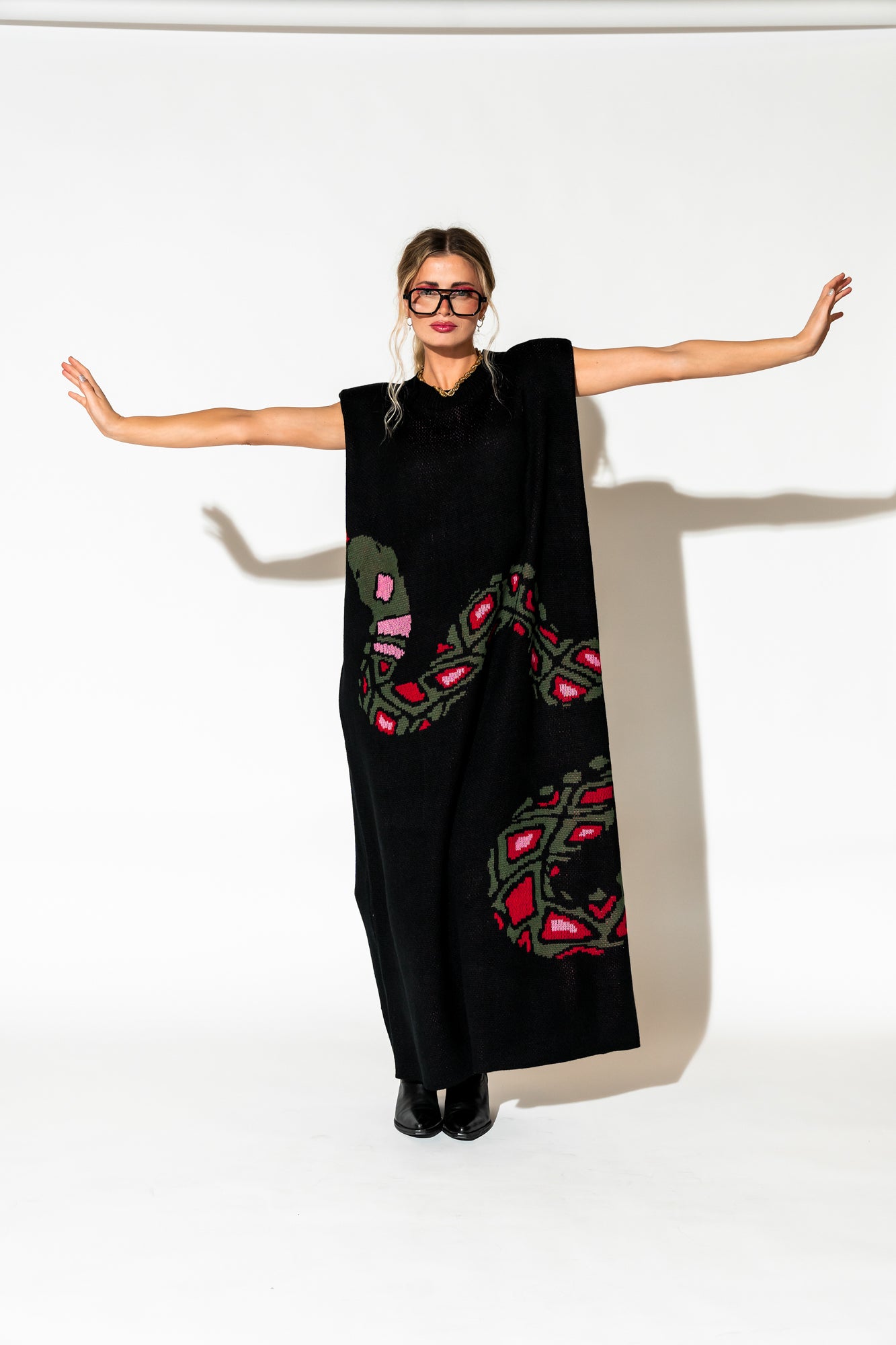 Big Reputation Oversized Knit Maxi Dress in Snake