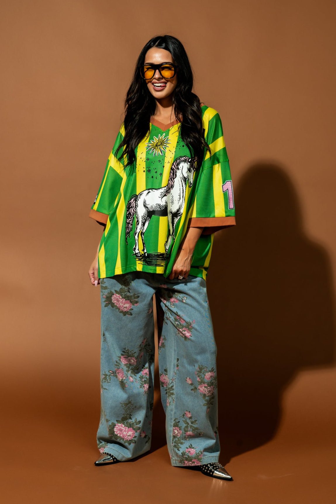90s Throwback Floral Wide Leg Denim - Dressed in Lala