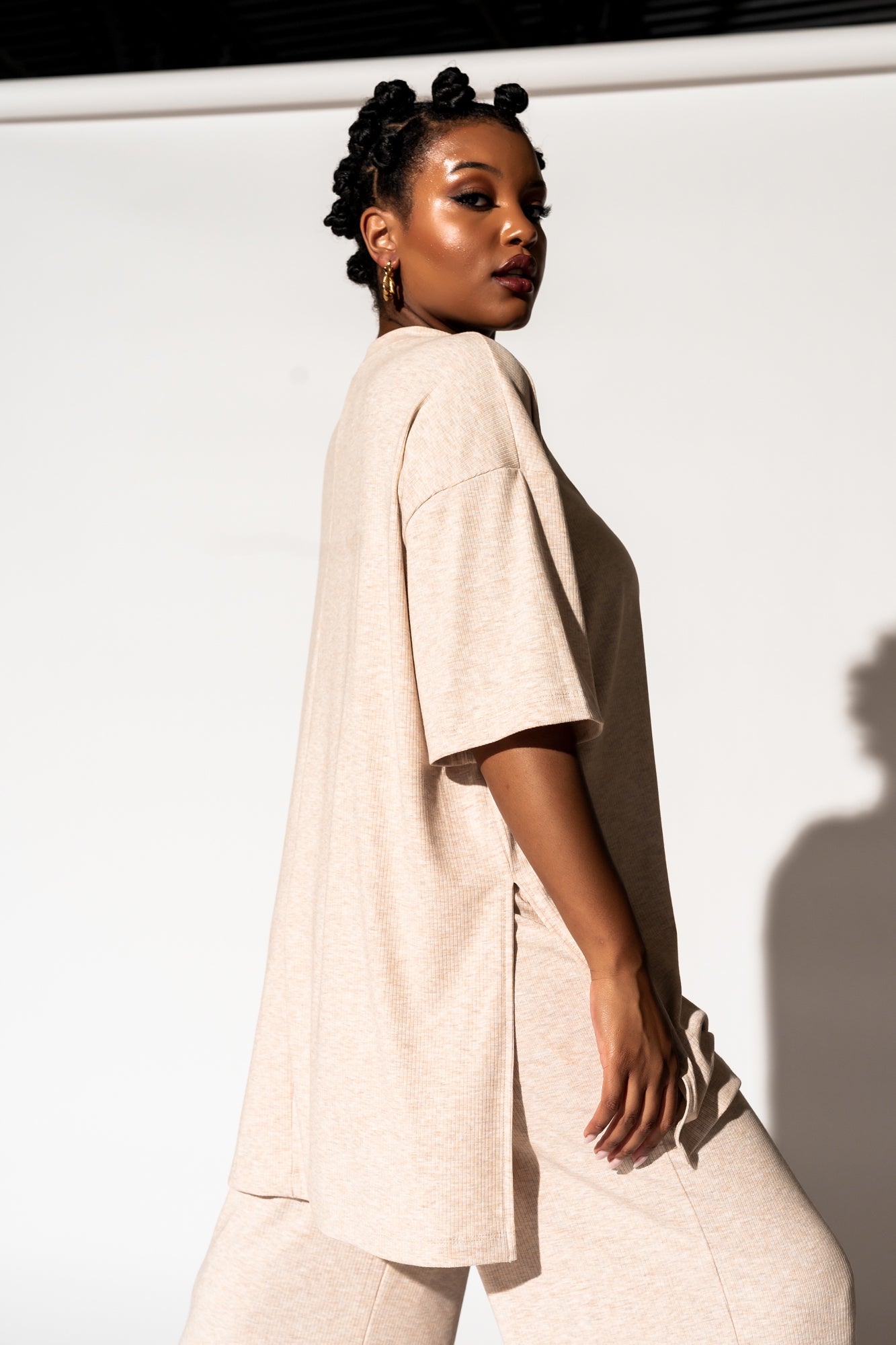 Lex Ribbed Playsuit in Oatmeal