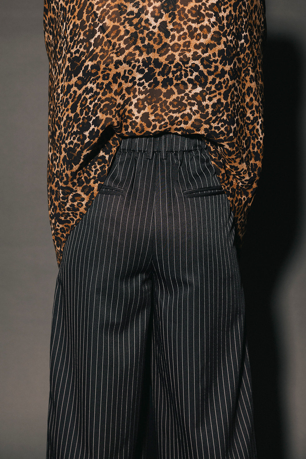 Wide Leg Trousers in Black Boss B*tch Pinstripe *RESTOCKED*