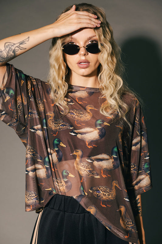 Karma Oversized Mesh Top in Lucky Duck