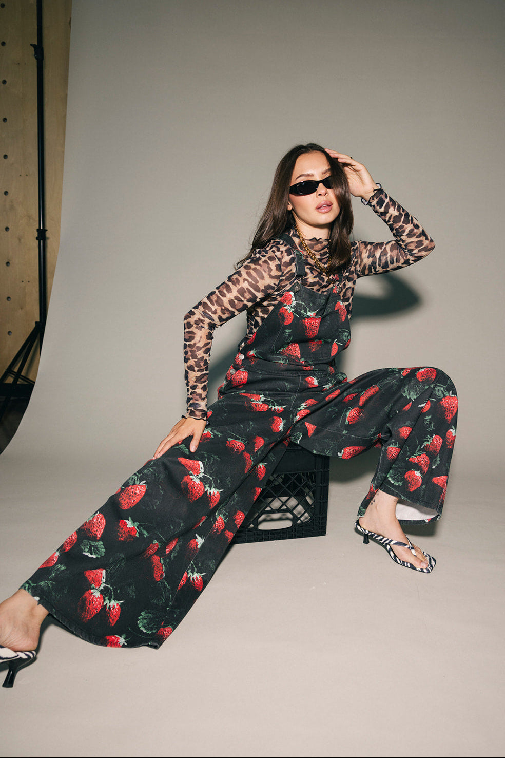 Berry Bad Wide Leg Workwear Overalls