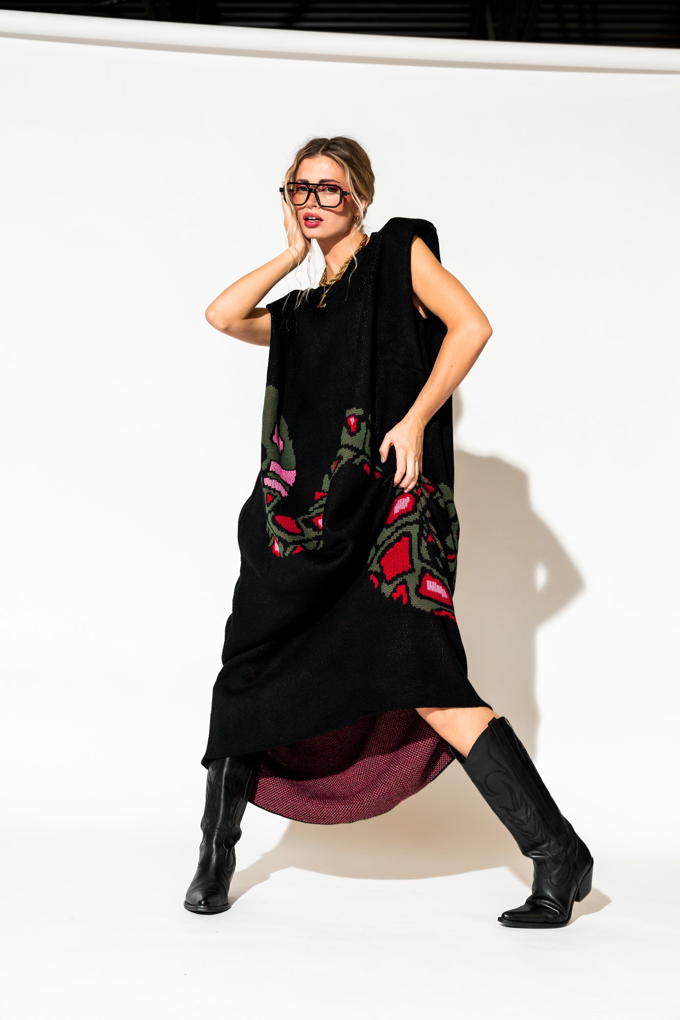 Big Reputation Oversized Knit Maxi Dress in Snake