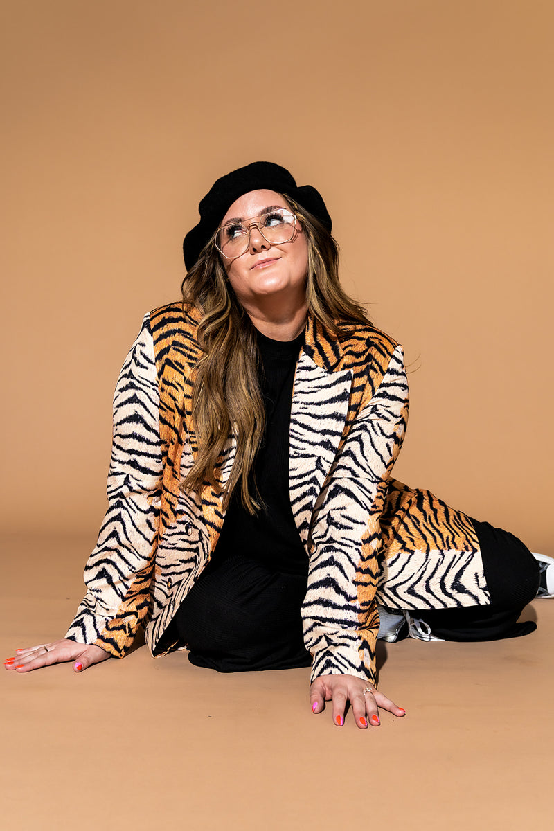 Make Me Wanna Lala Boyfriend Blazer in Tigress Dressed in Lala