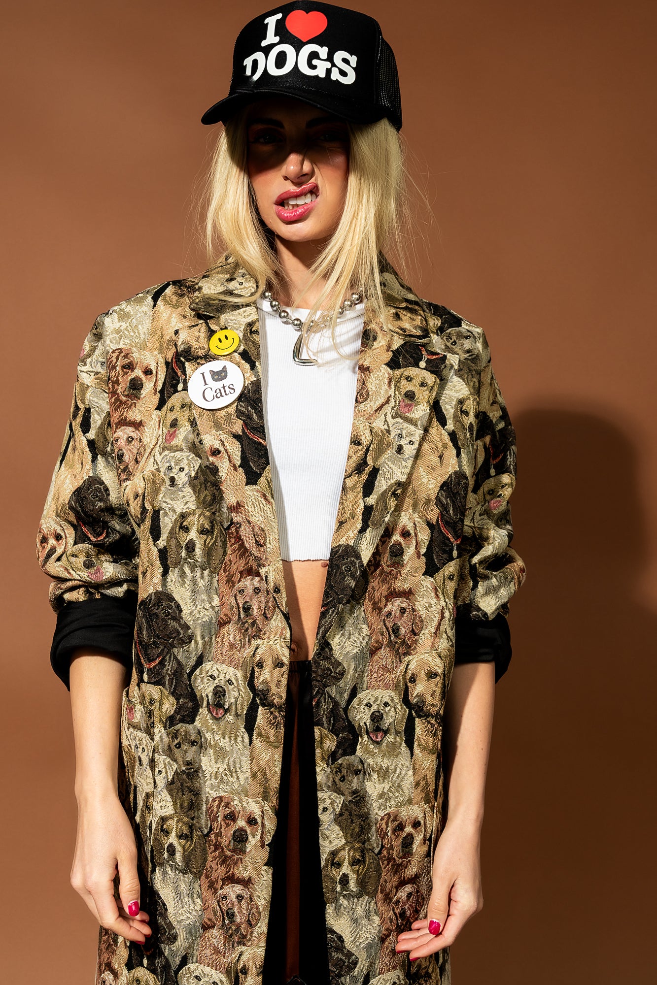 Scorpio Coat in Sit Stay Slay Doggy Jacquard