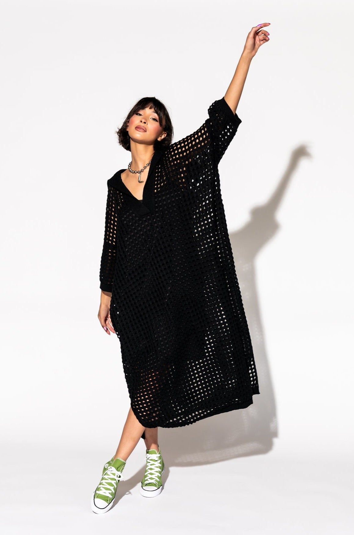Be Bold Oversized Knit Dress + Slip in Black