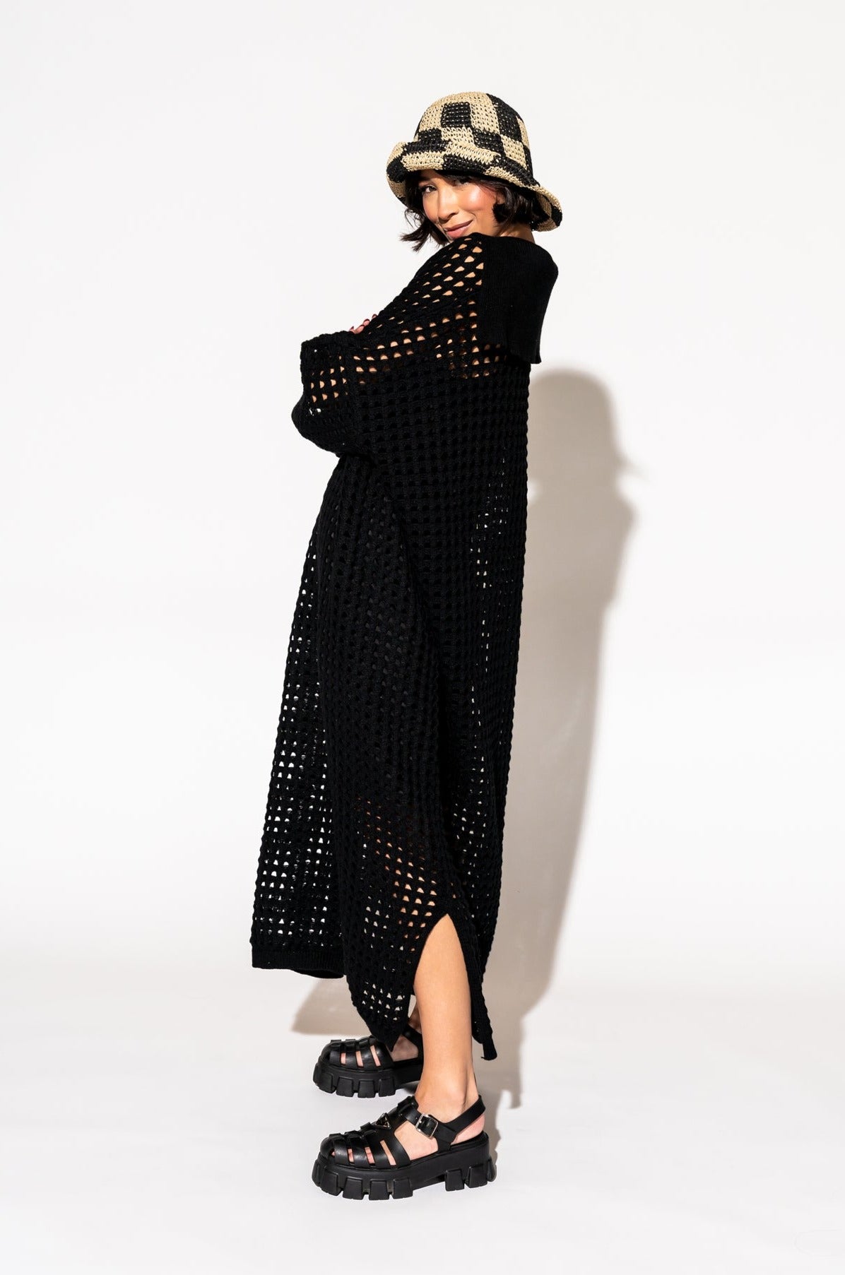 Be Bold Oversized Knit Dress + Slip in Black