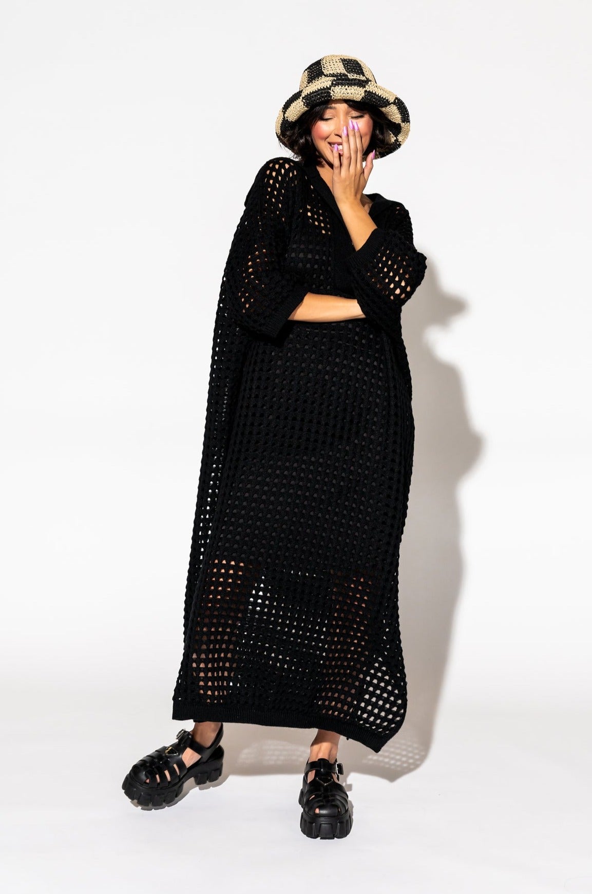 Be Bold Oversized Knit Dress + Slip in Black