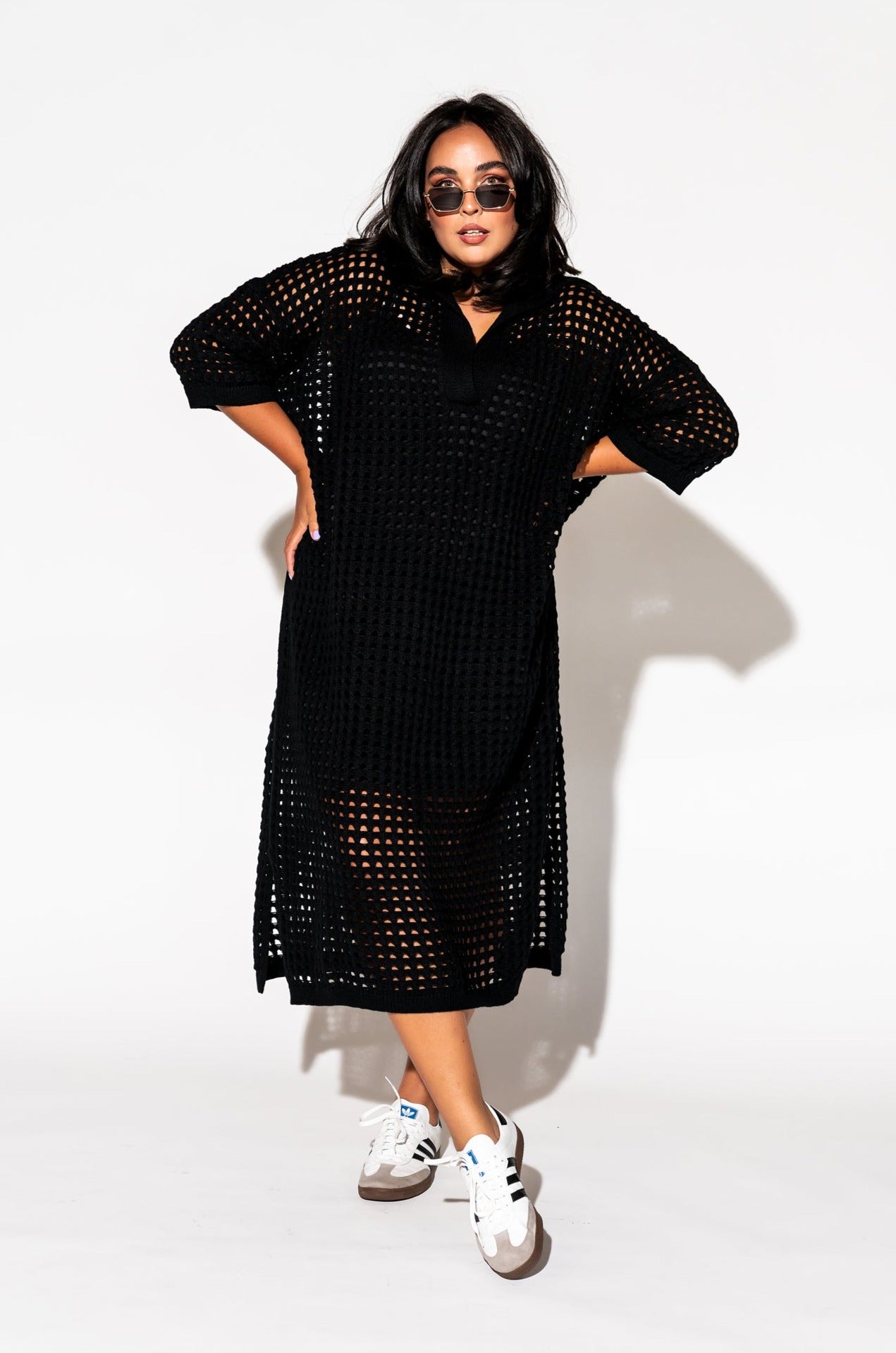 Be Bold Oversized Knit Dress + Slip in Black