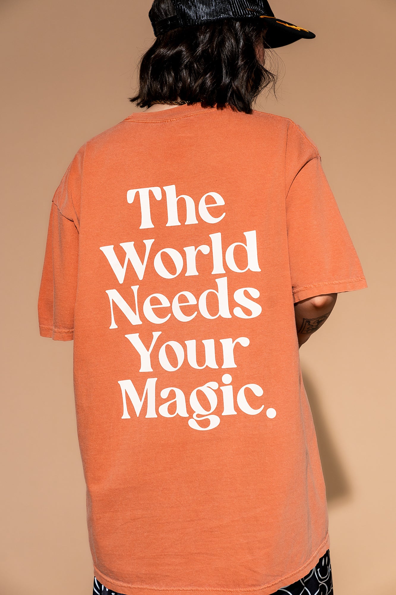 The World Needs Your Magic Oversized Tee in Sunset