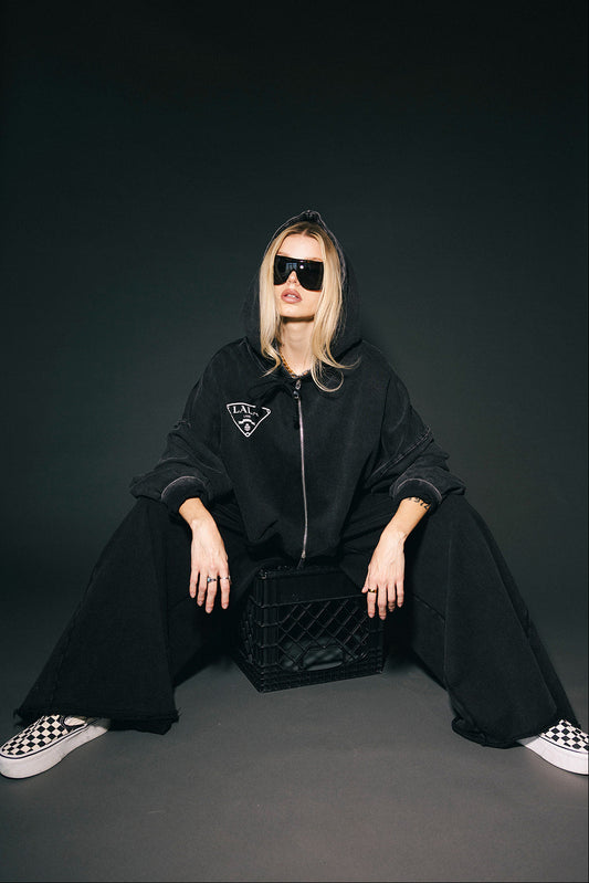 House of Lala Cropped Zip Up Hoodie
