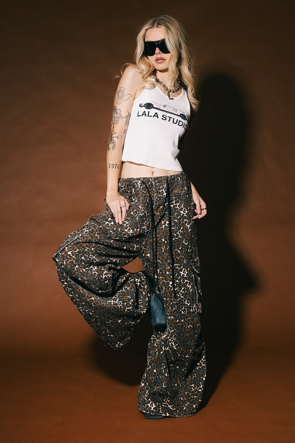 You Don't Own Me Ultra Wide Leg Cargo Pants in Leopard