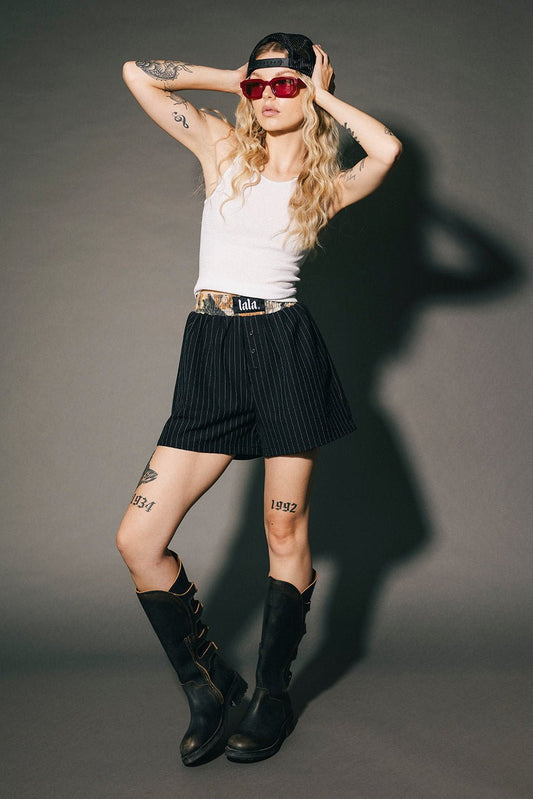 A Little Bit of This & That Pinstripe Boxer Shorts - Dressed in Lala