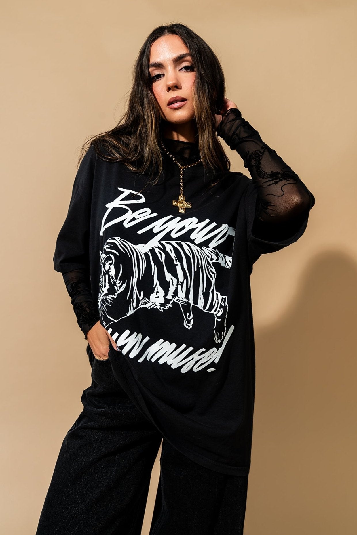 Be Your Own Muse Oversized Tiger Tee - Dressed in Lala