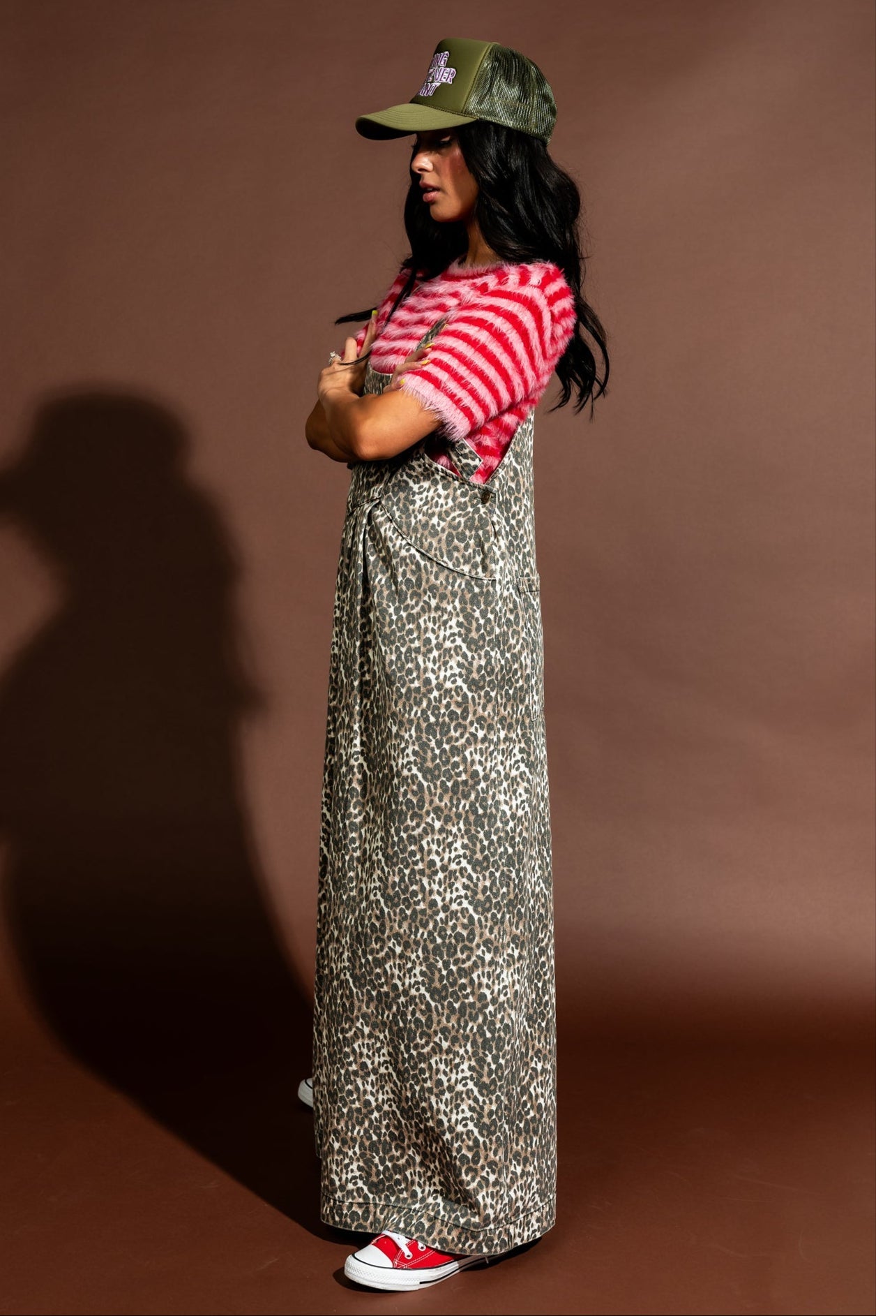 Big Feelings Oversized Denim Overalls in Vintage Leopard - Dressed in Lala