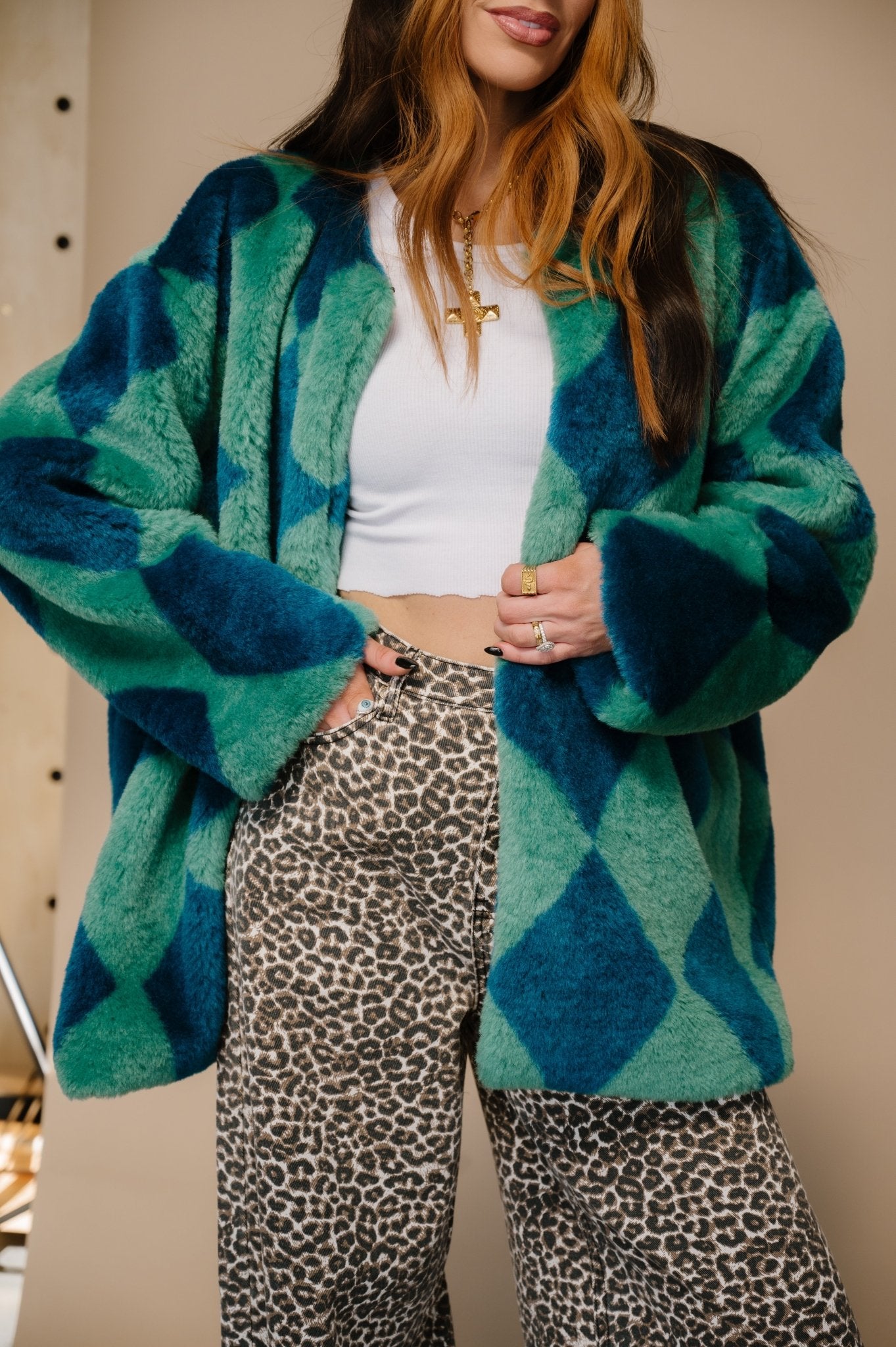Blue Cosmos Faux Fur Coat - Dressed in Lala