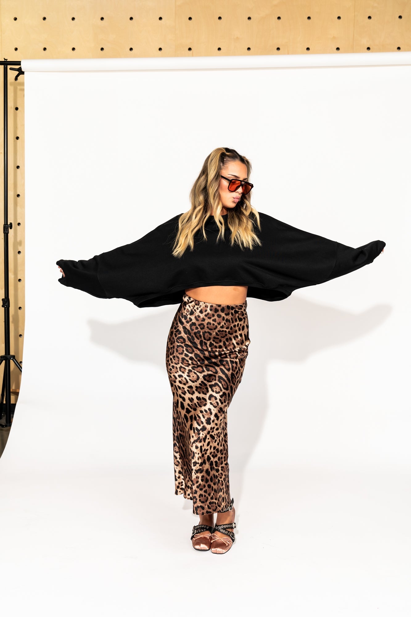 Brat Cropped Pullover in Black - Dressed in Lala