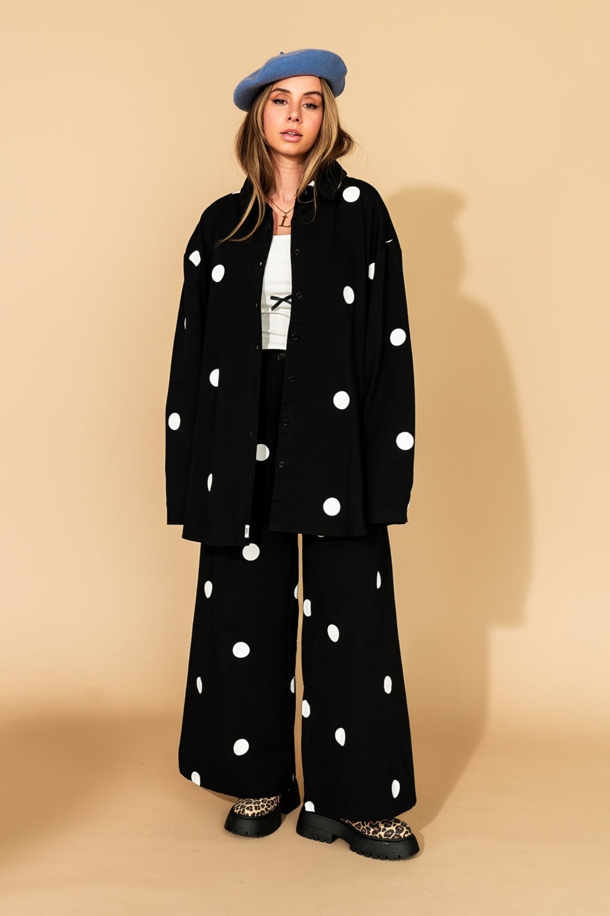 Cause a Scene Shirt Jacket in Polka Dot - Dressed in Lala