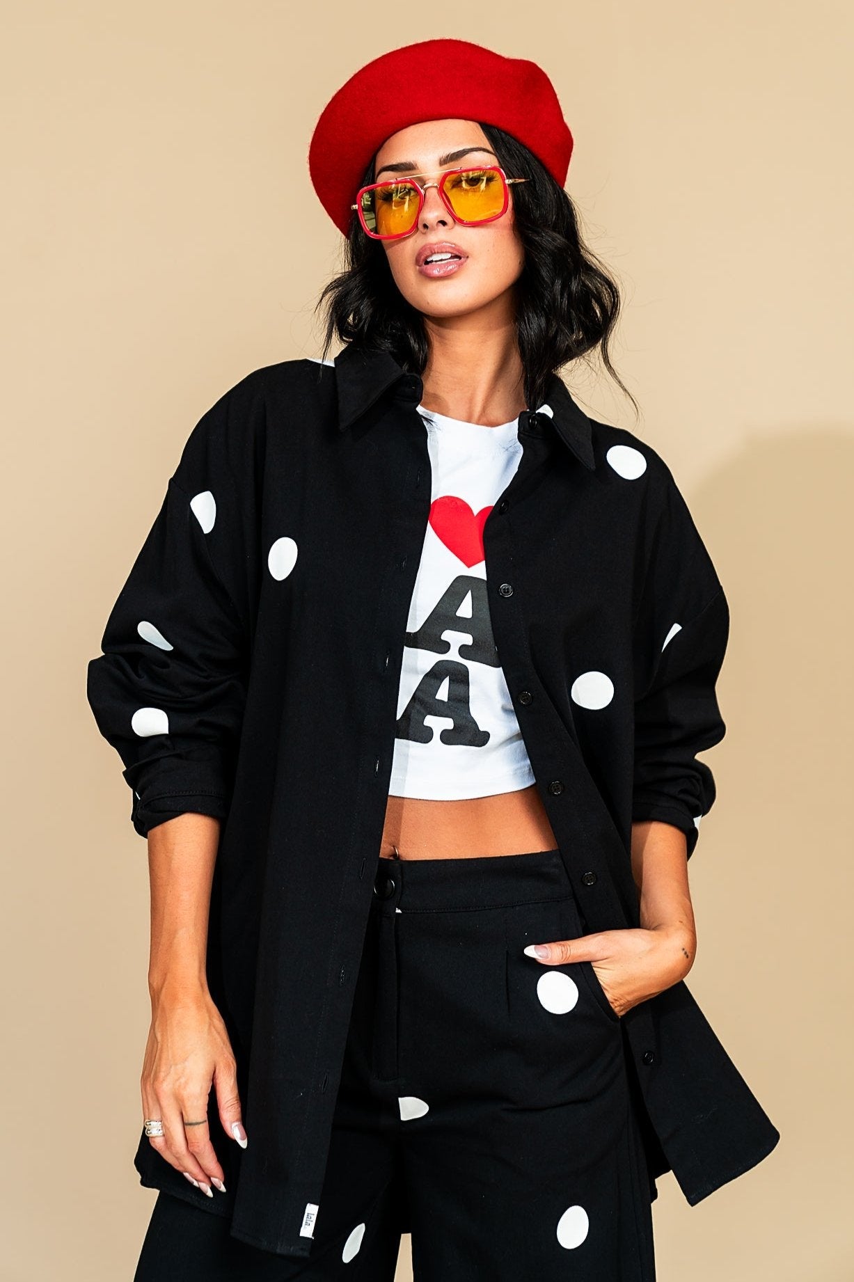 Cause a Scene Shirt Jacket in Polka Dot - Dressed in Lala