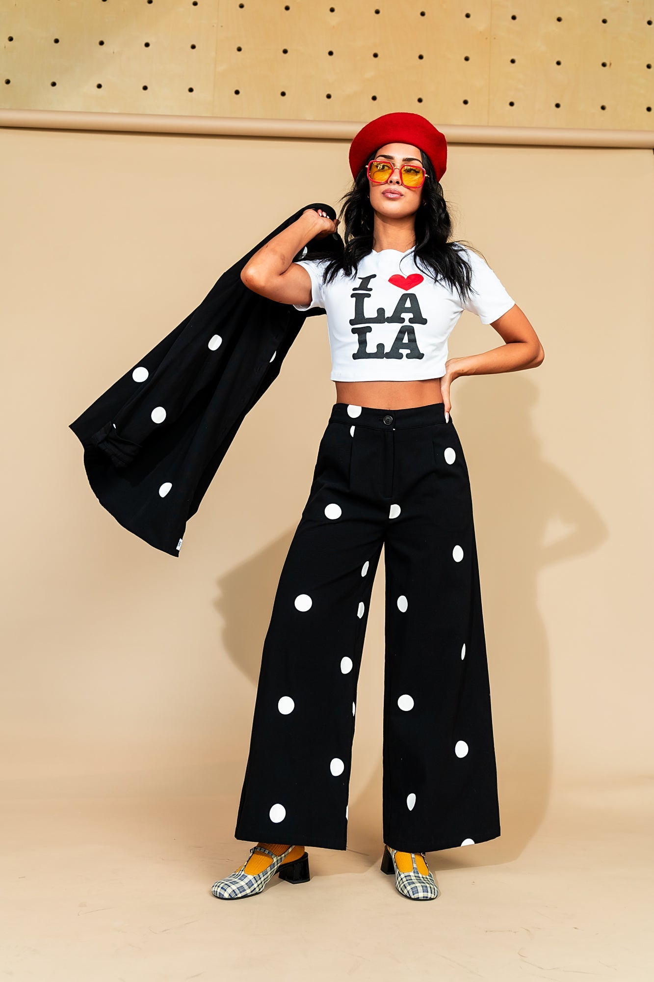 Polka Dot Wide Leg Pants Fashion Statement Dressed in Lala