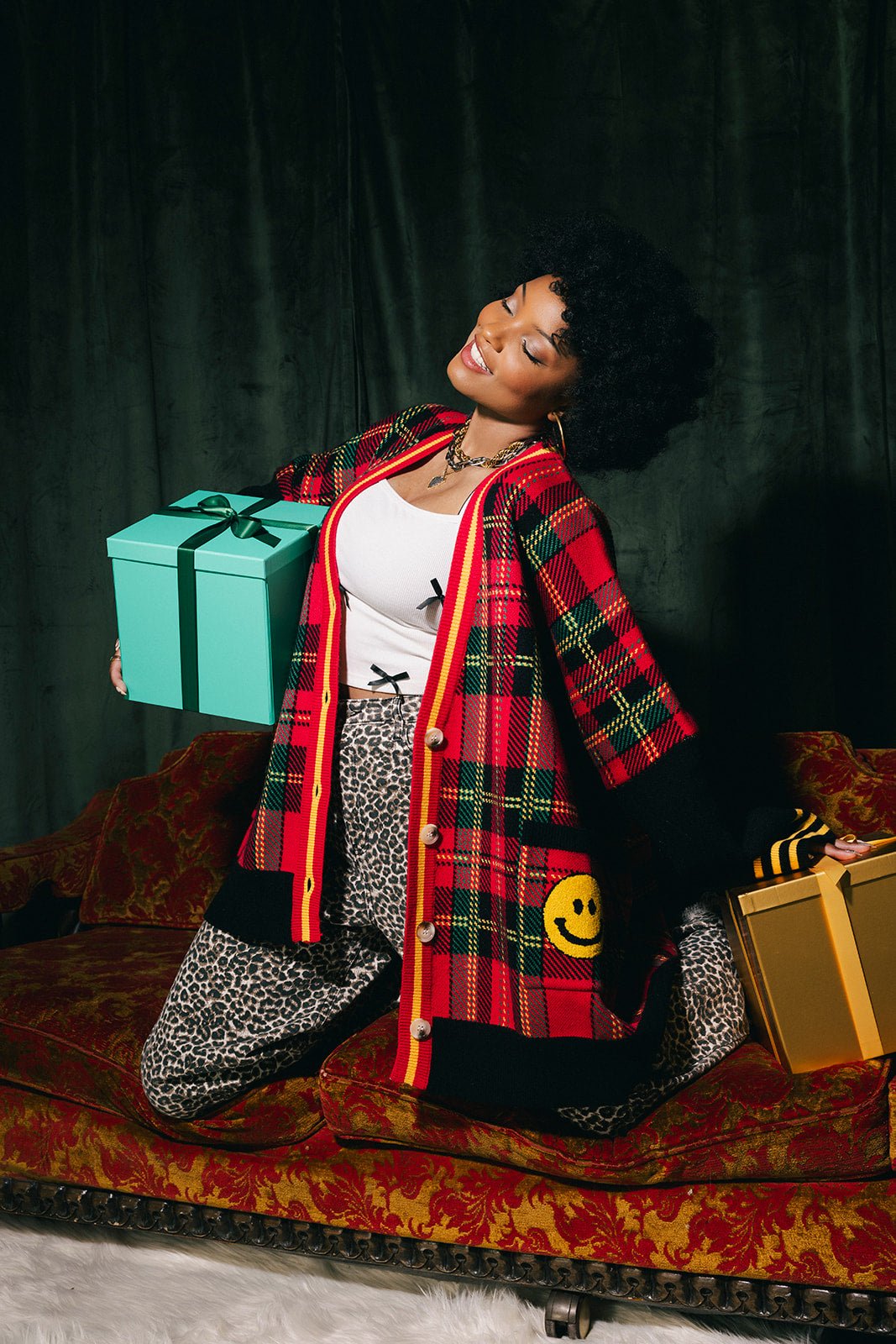 Do It Madly Patched Oversized Plaid Cardigan - Dressed in Lala