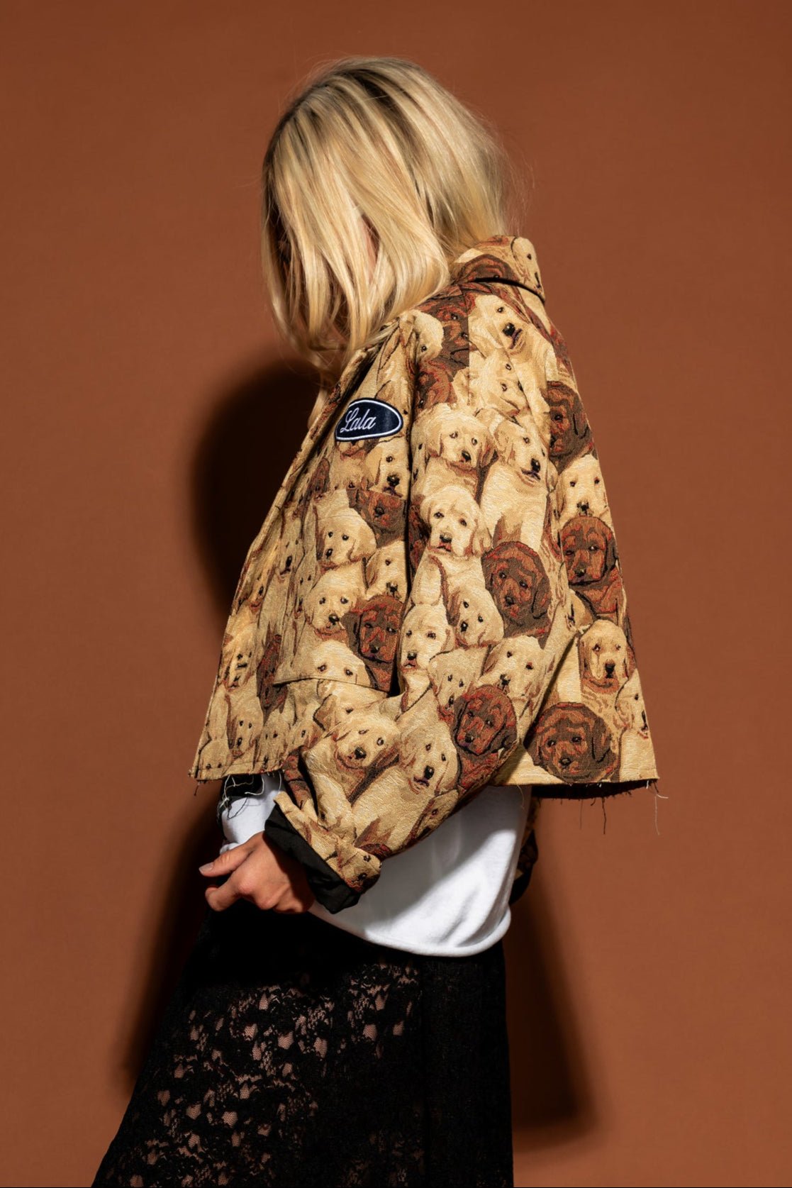 Doggy Style Jacquard Cropped Jacket - Dressed in Lala