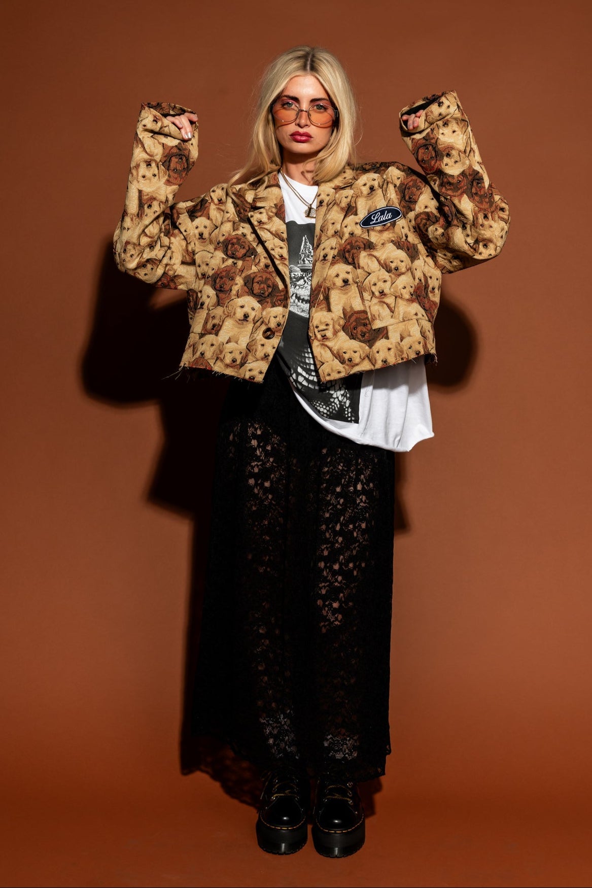 Doggy Style Jacquard Cropped Jacket - Dressed in Lala