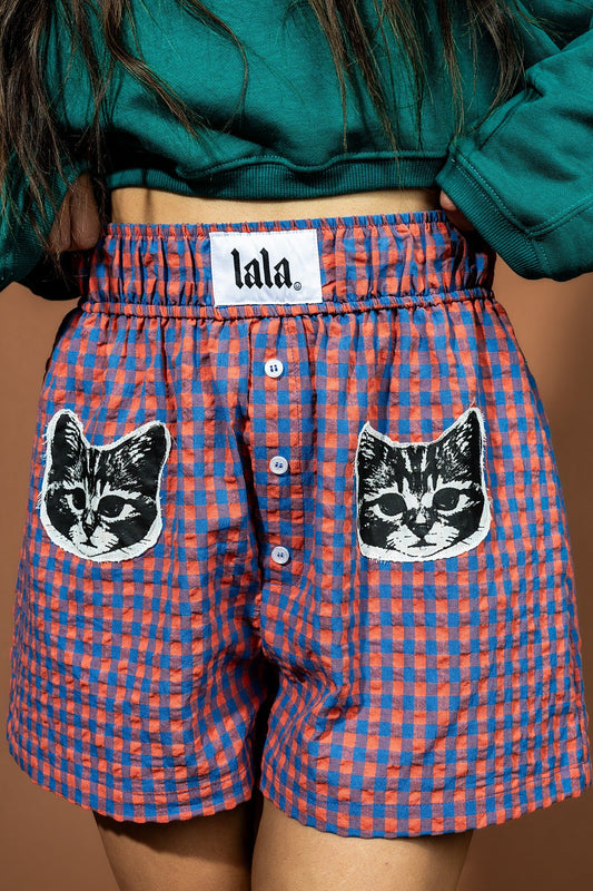 Don’t Call Me Kitty Seersucker Gingham Boxer Shorts - Dressed in Lala