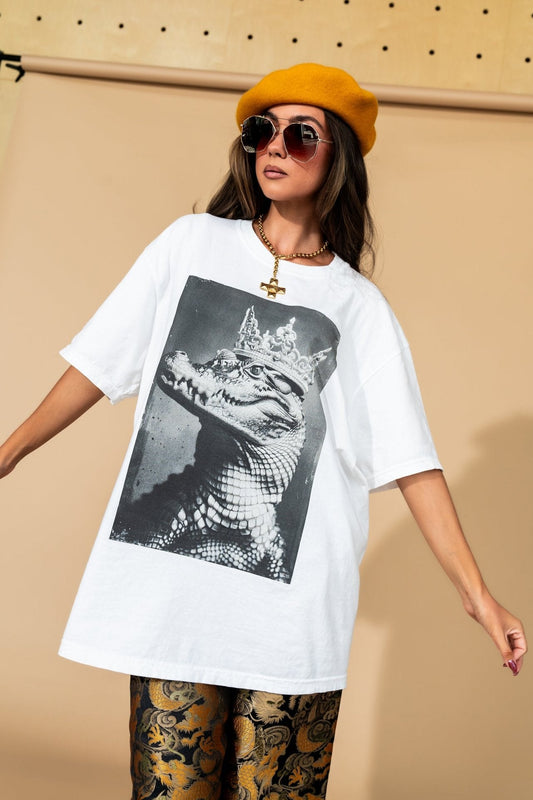 Don't Let Your Crown Slip Oversized Crocodile Tee - Dressed in Lala