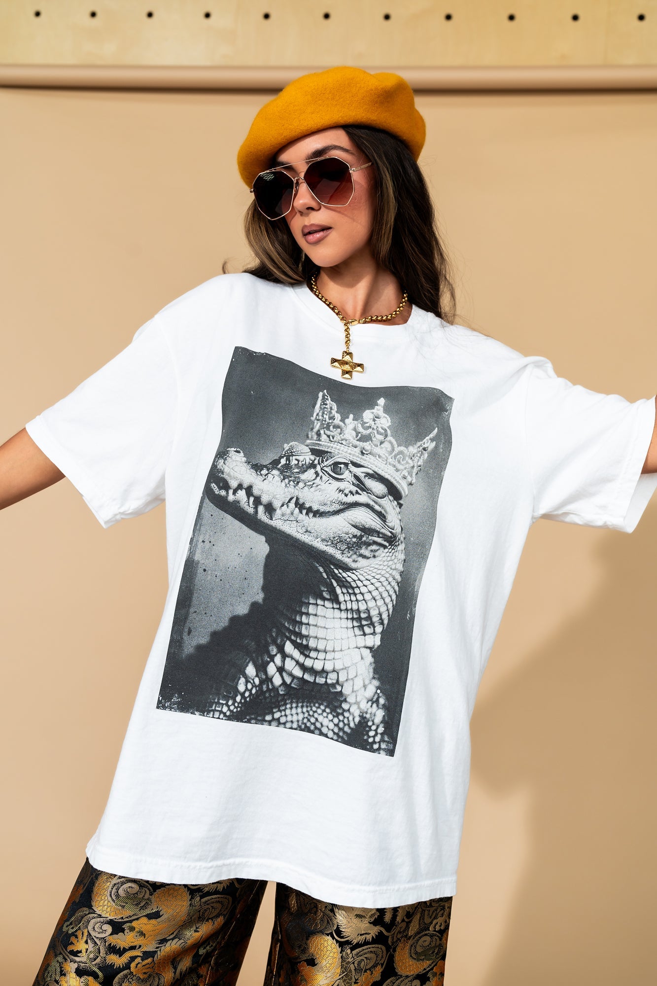 Don't Let Your Crown Slip Oversized Crocodile Tee - Dressed in Lala