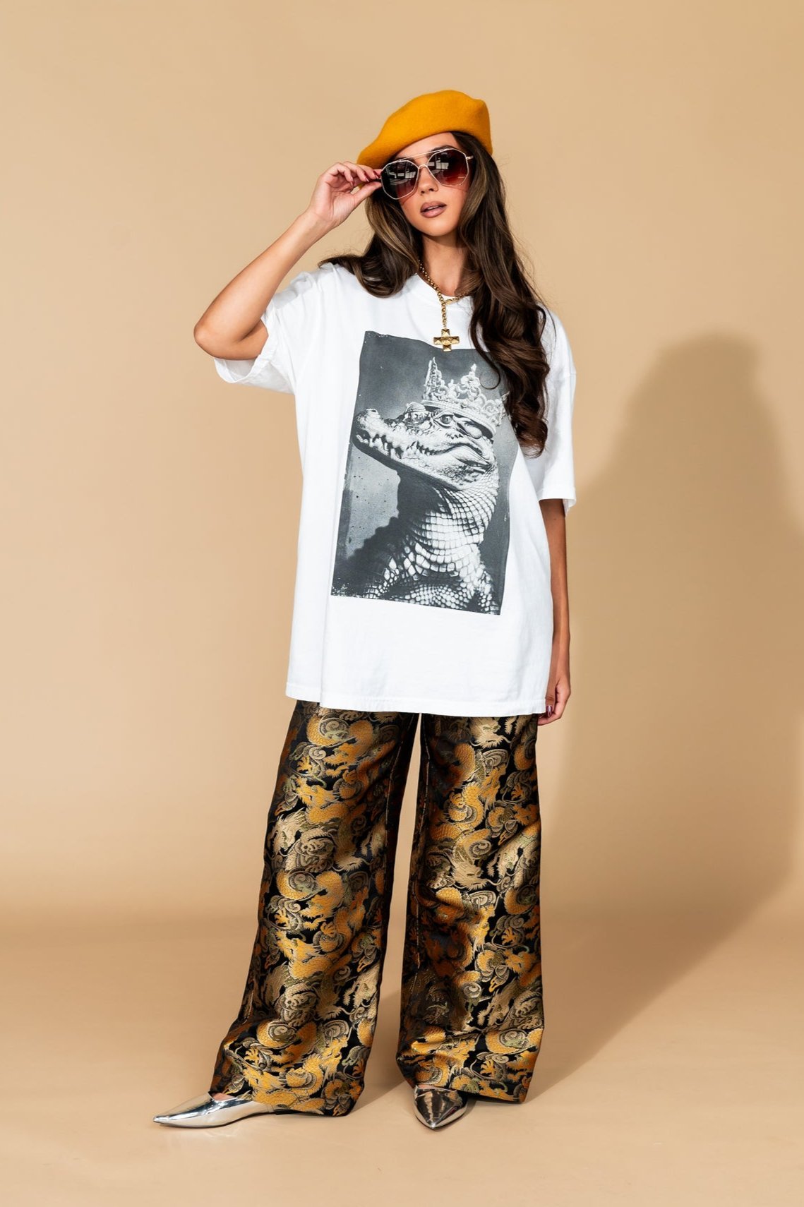 Don't Let Your Crown Slip Oversized Crocodile Tee - Dressed in Lala