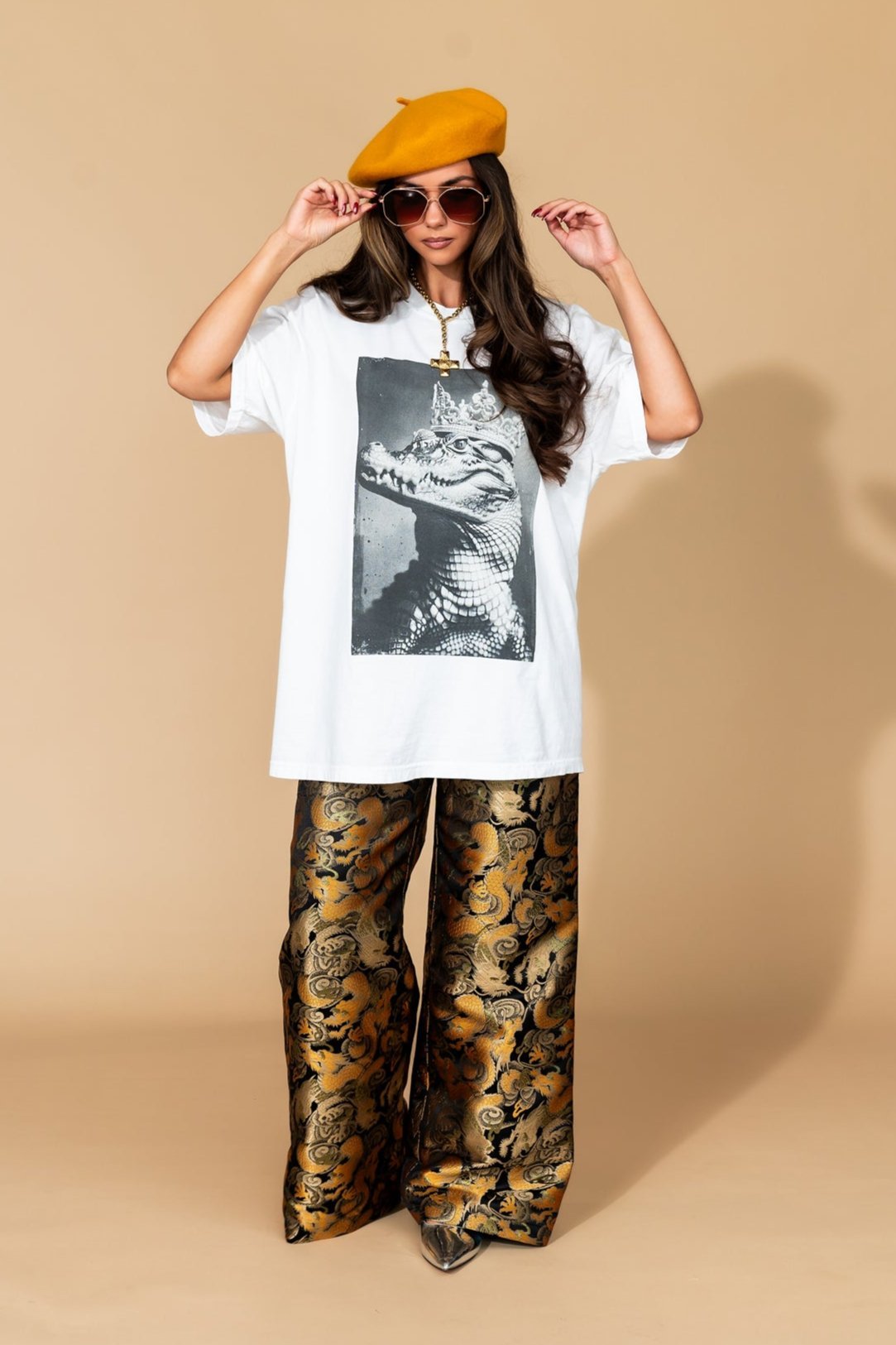 Don't Let Your Crown Slip Oversized Crocodile Tee - Dressed in Lala