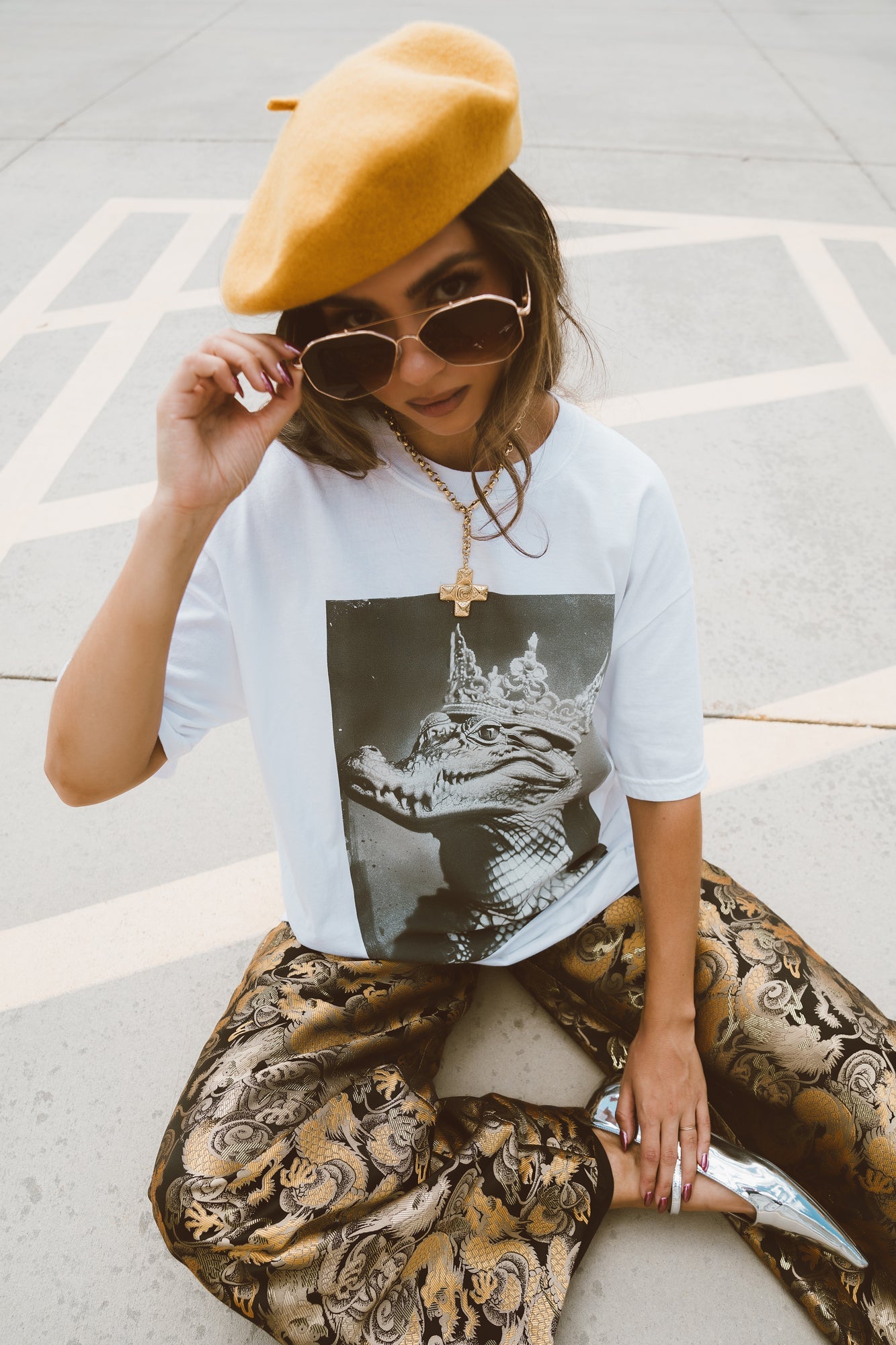 Don't Let Your Crown Slip Oversized Crocodile Tee - Dressed in Lala