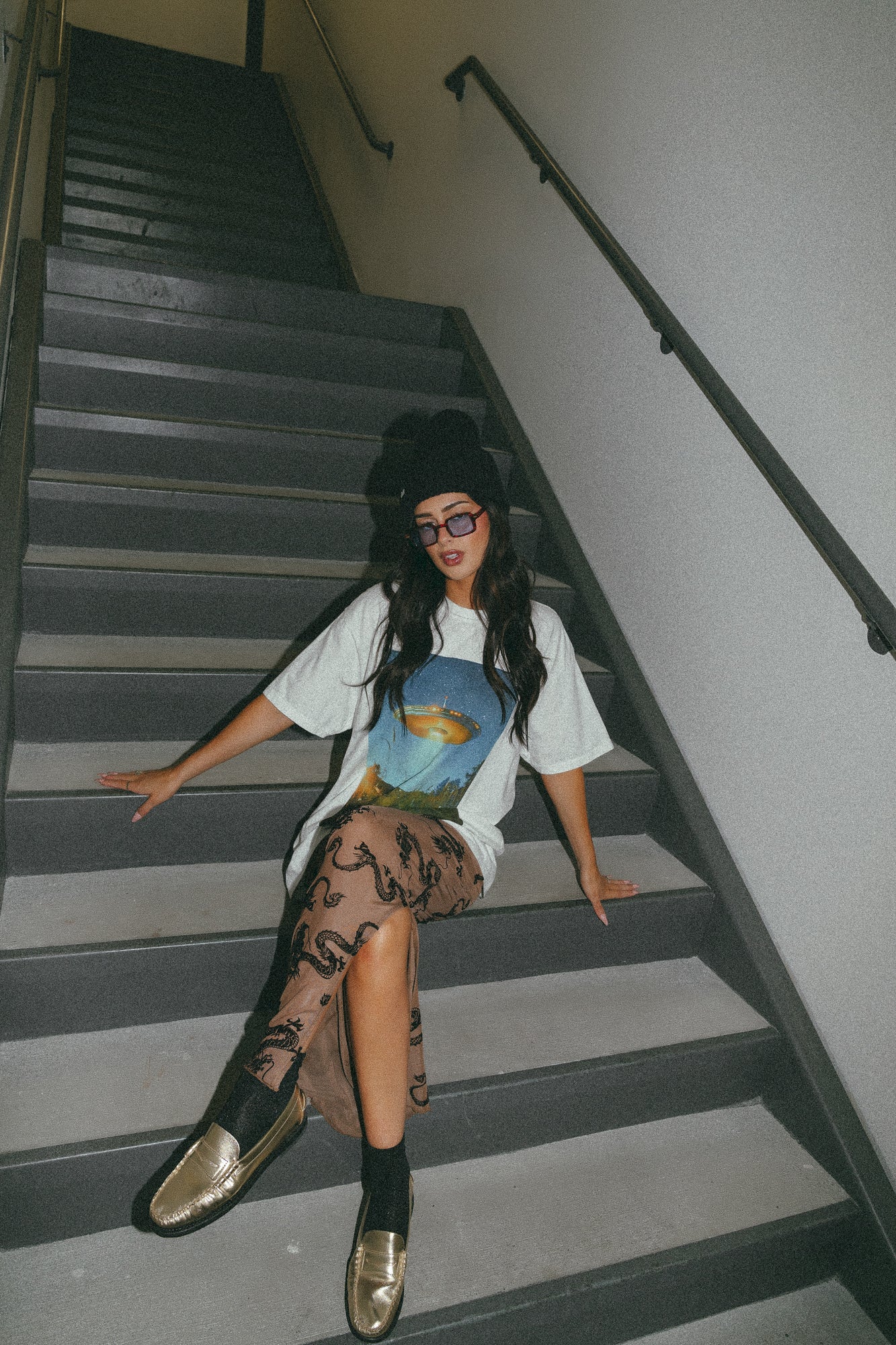 Enchantress Mesh Burnout Dragon Skirt in Neutral Dangerous Woman - Dressed in Lala
