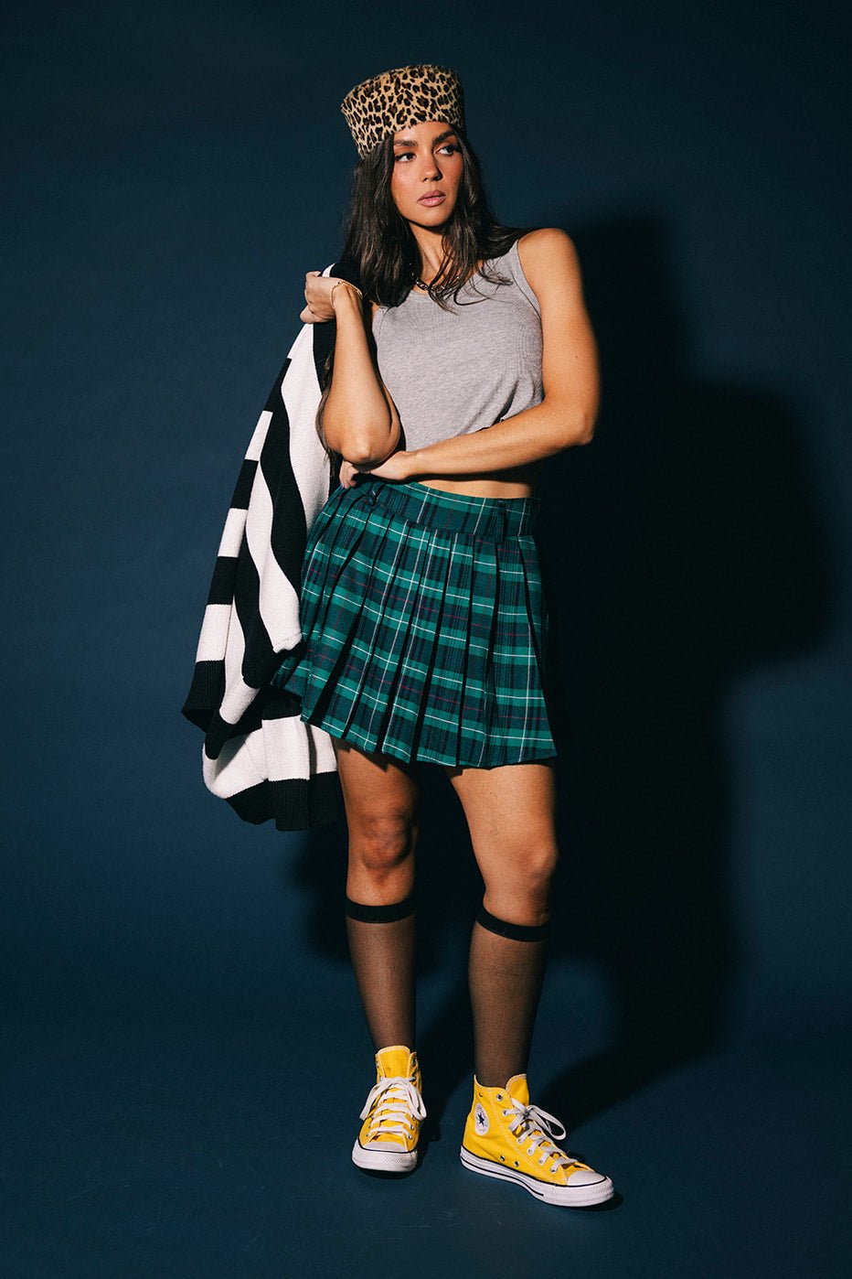 Fashion Addict Pleated Plaid Skort in Emerald - Dressed in Lala