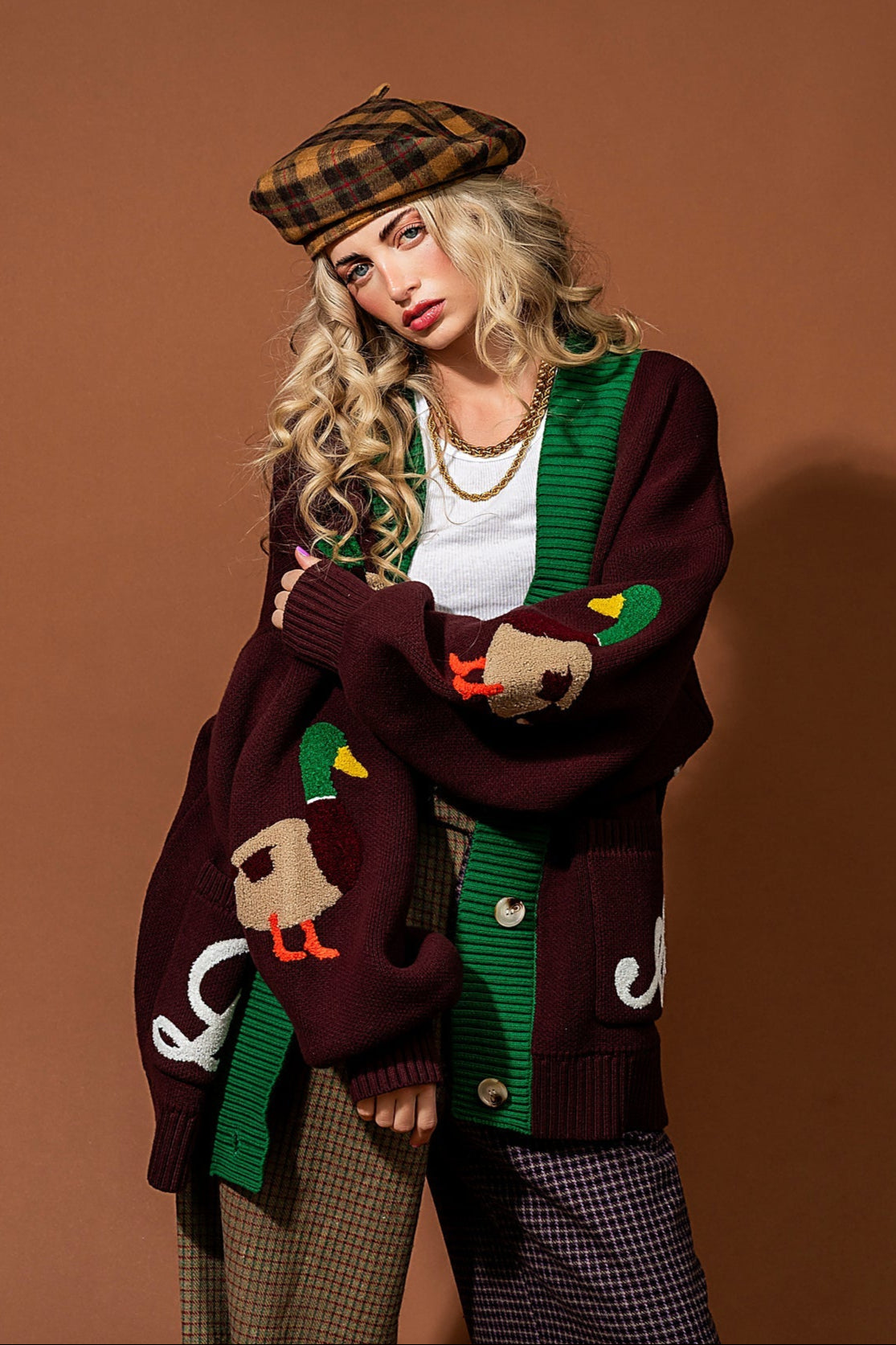 For Duck's Sake Patched Varsity Cardigan *SHIPS 9/29* - Dressed in Lala