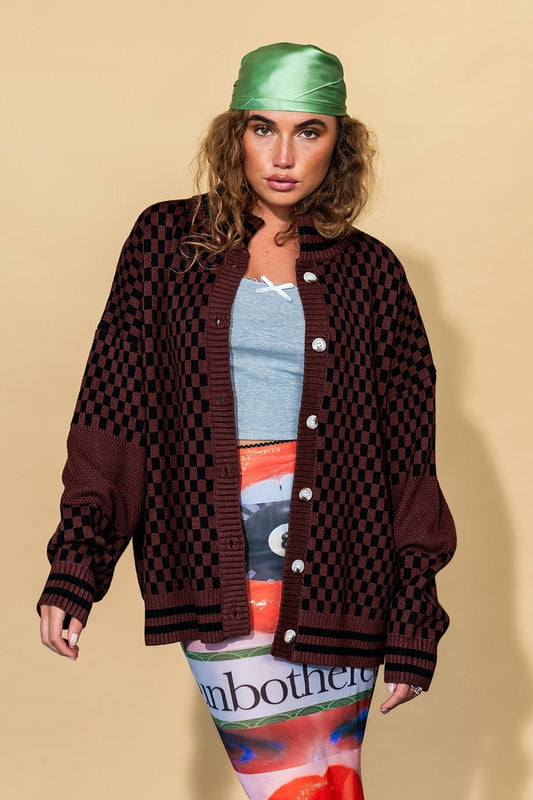 Get What I Want Grandpa Cardigan in Black + Brown - Dressed in Lala