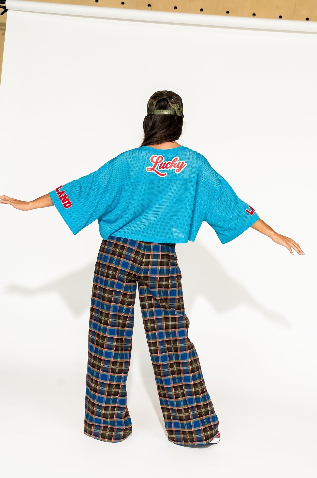 GILF Wide Leg Trousers in Blue + Brown - Dressed in Lala