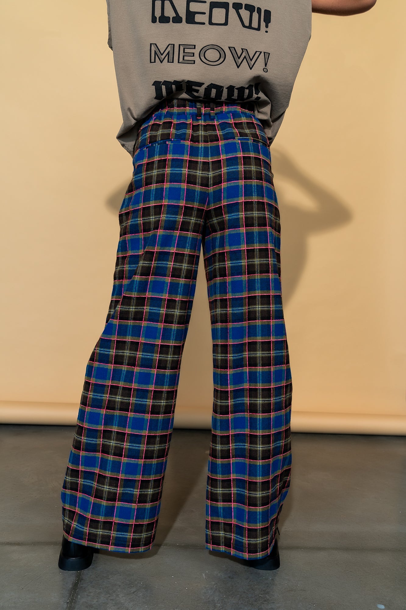 GILF Wide Leg Trousers in Blue + Brown - Dressed in Lala