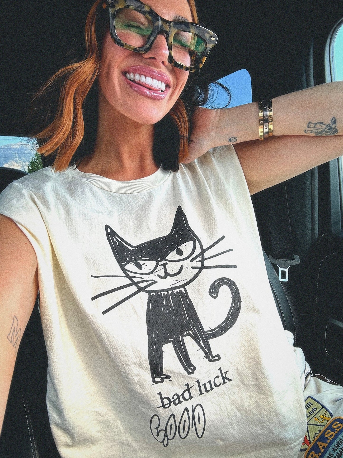 Good Luck Kitty Muscle Tee - Dressed in Lala