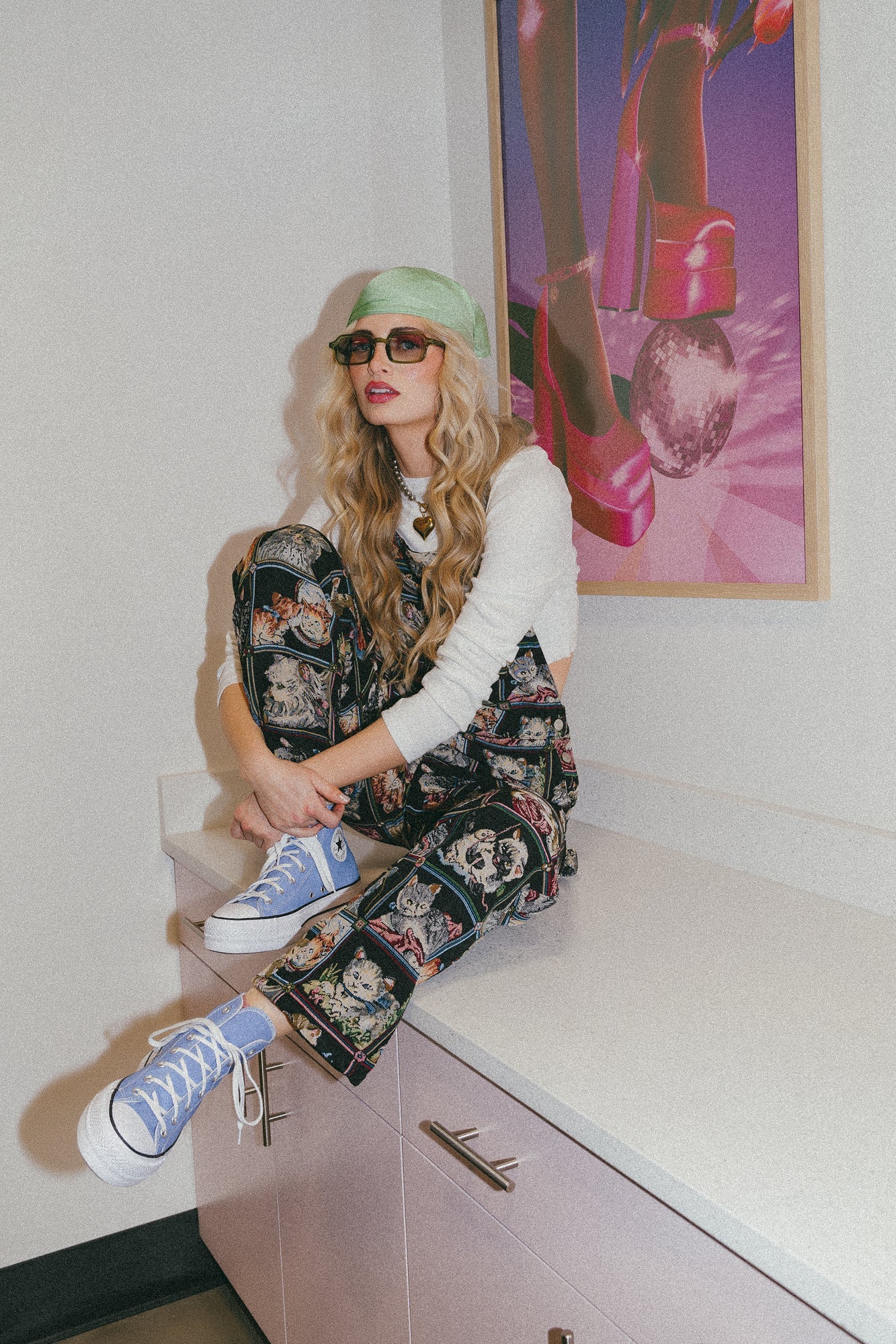 Grandma's Couch Jacquard Overalls in Cute as a Kitten - Dressed in Lala