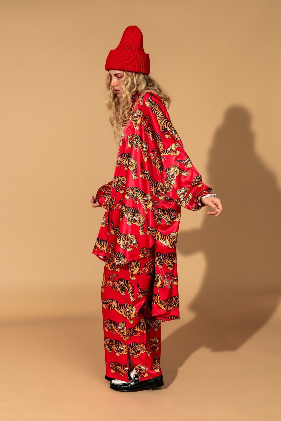 Grunge Chic Label Beanie in Cherry Red - Dressed in Lala