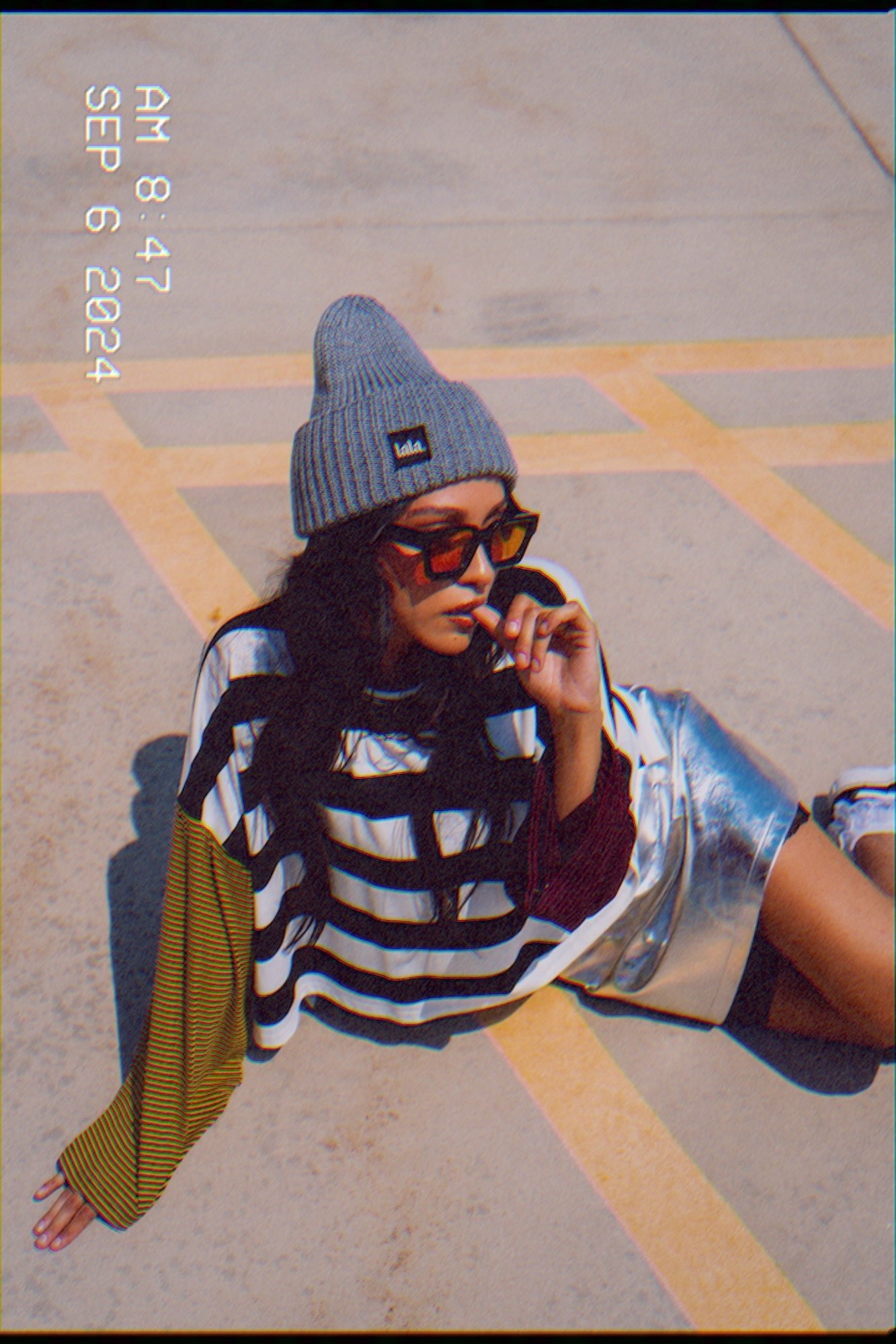 Grunge Chic Label Beanie in Grey - Dressed in Lala