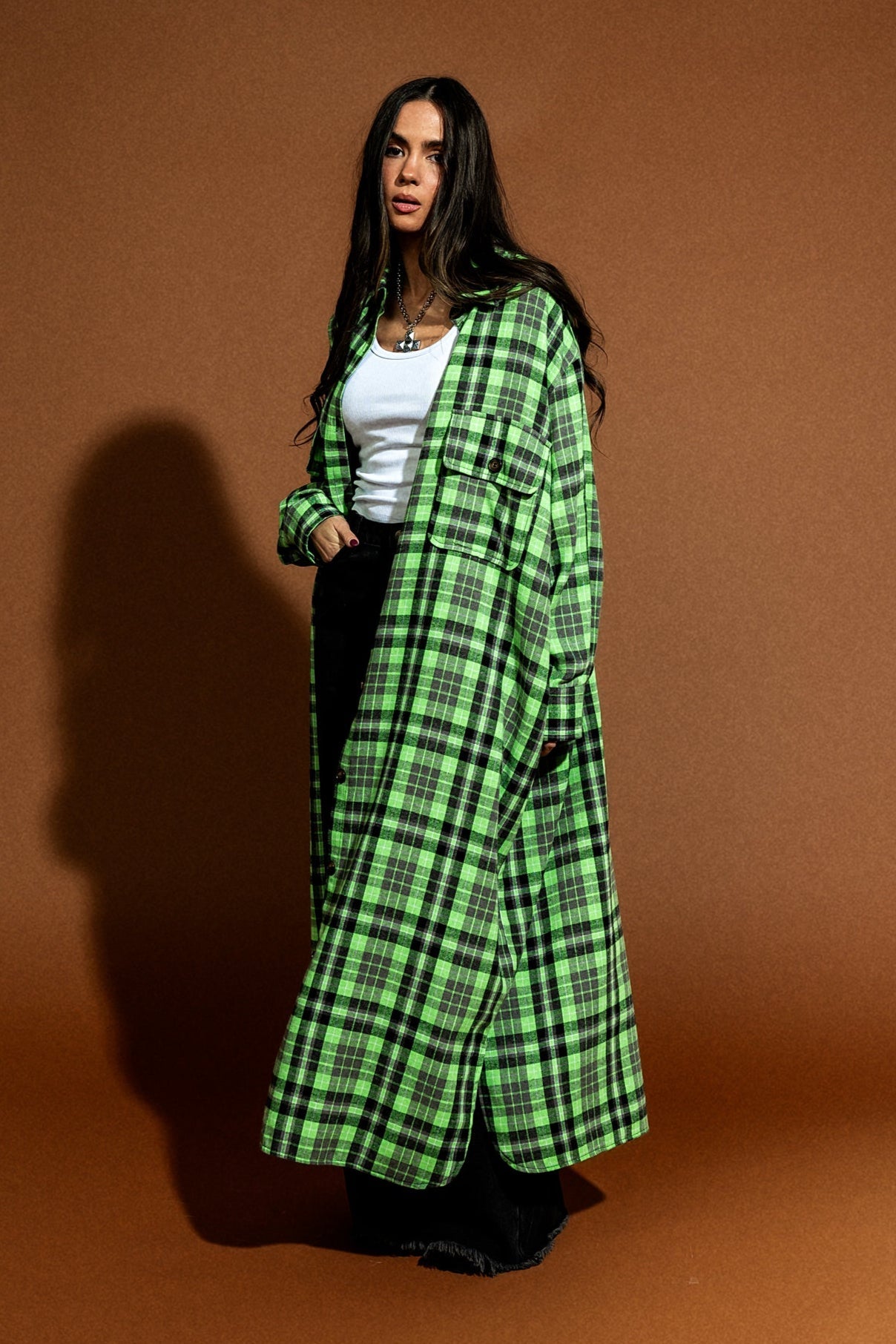 Lime Grunge Flannel Oversized Shirt Dress Lala Original