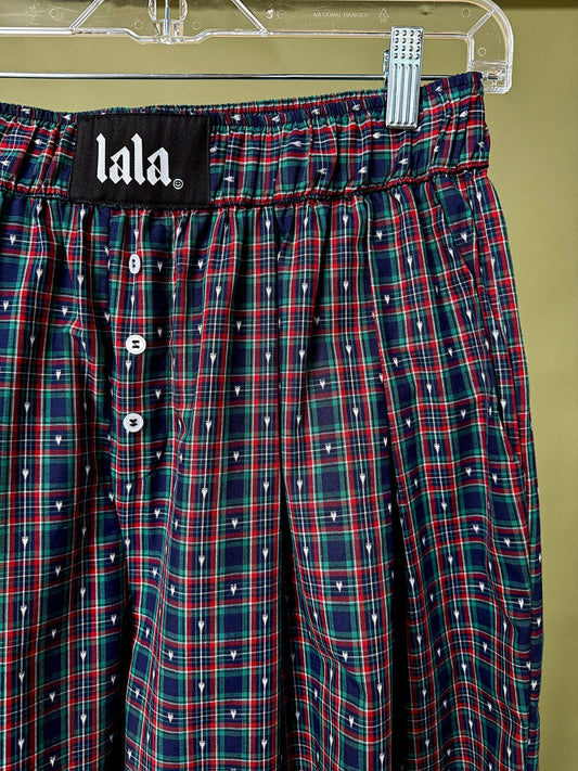 Happy Chance Barrel Leg Boxer Pants in Lots of Love Plaid - Dressed in Lala