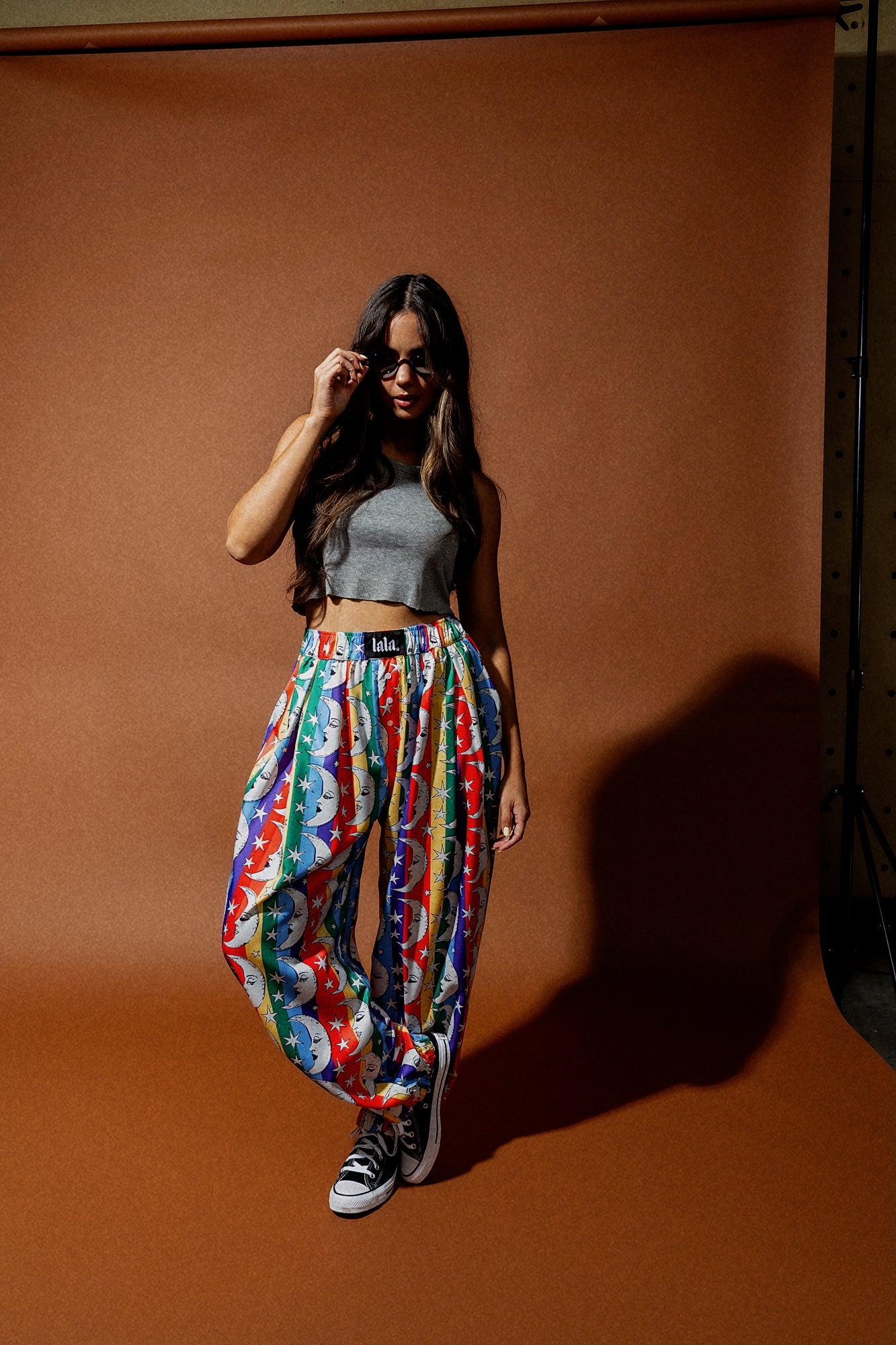 Happy Chance Barrel Leg Boxer Pants in Rainbow Moon - Dressed in Lala