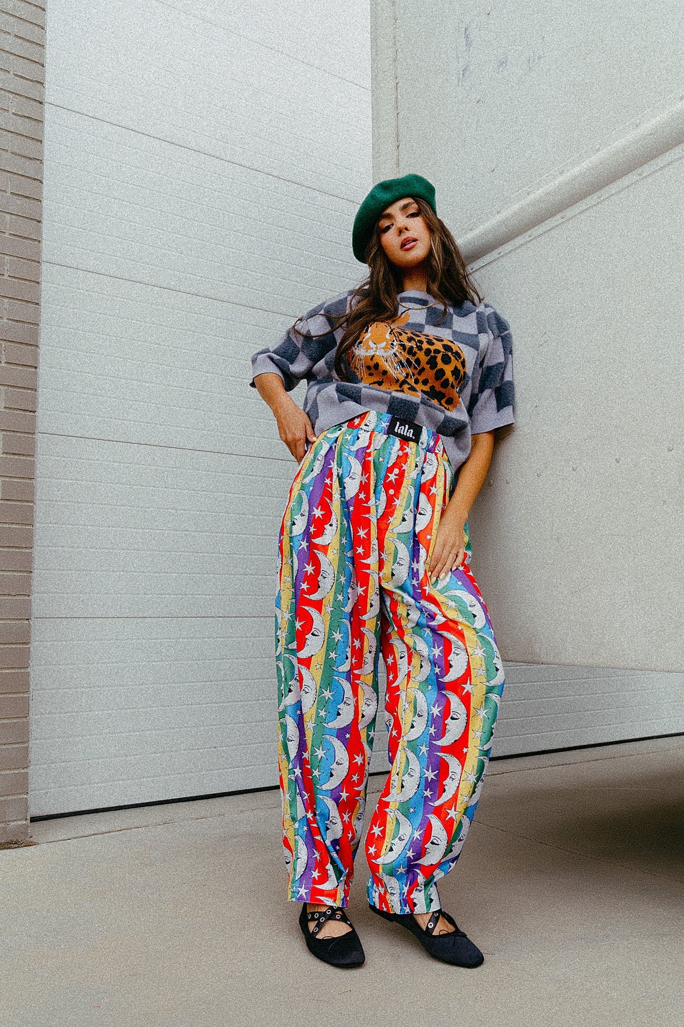 Happy Chance Barrel Leg Boxer Pants in Rainbow Moon - Dressed in Lala
