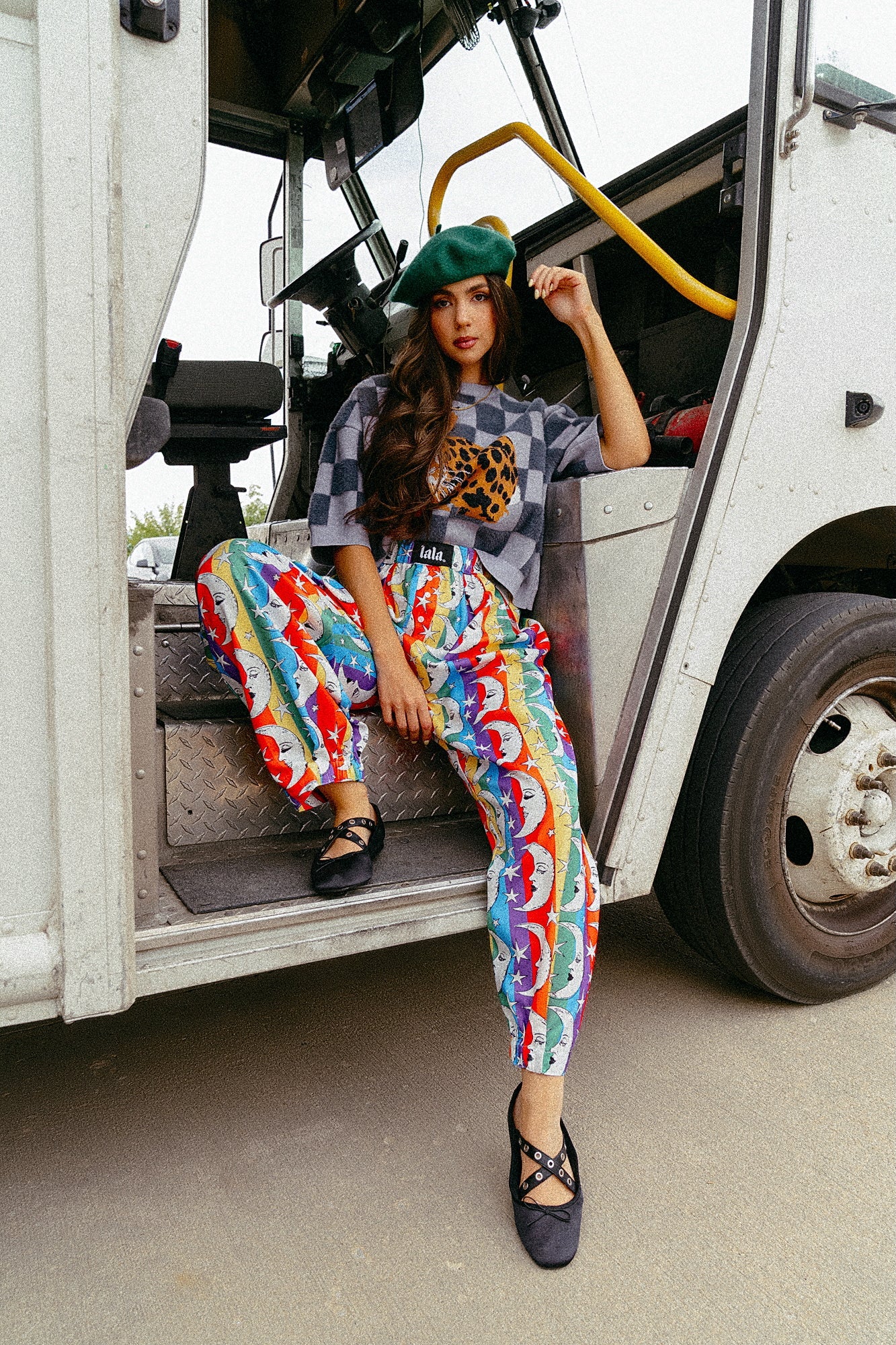 Happy Chance Barrel Leg Boxer Pants in Rainbow Moon - Dressed in Lala