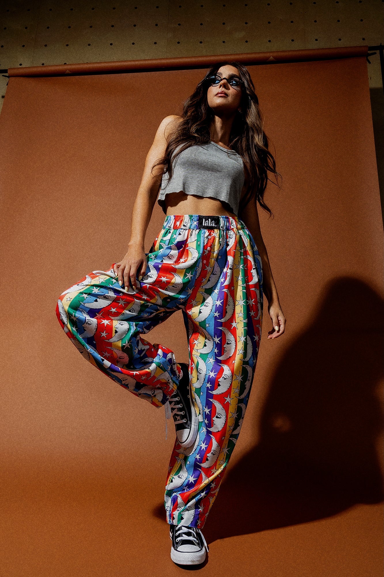 Happy Chance Barrel Leg Boxer Pants in Rainbow Moon - Dressed in Lala