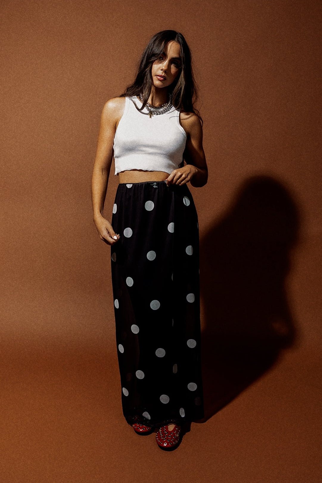 I Love Paris Polka Dot Mesh Maxi Skirt - Dressed in Lala